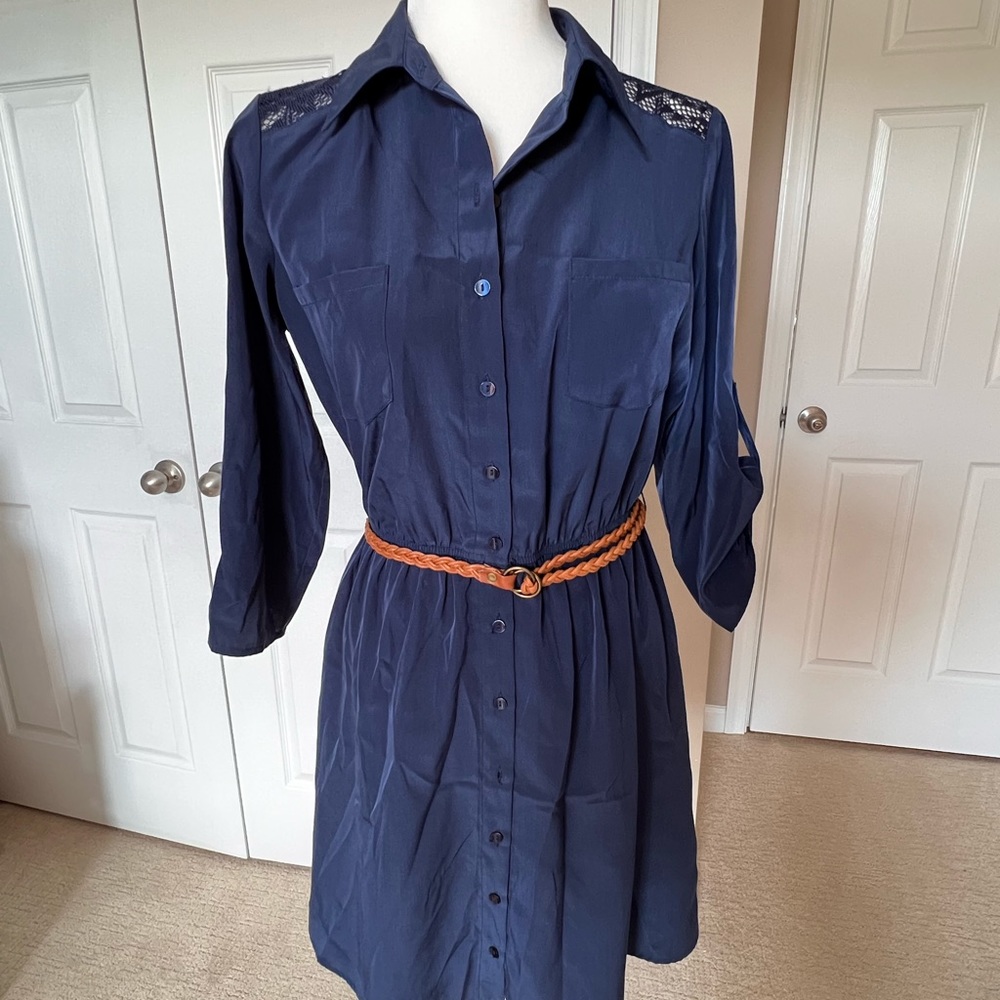 Target BCX Navy Lace Shirt Dress